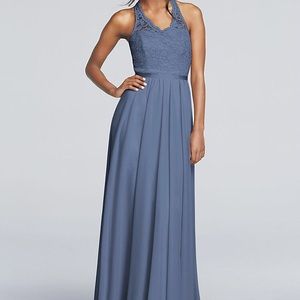 David’s Bridal Long Dress with Lace Hater Bodice